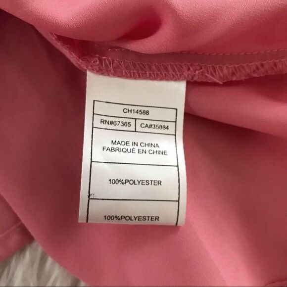 Coral Pink Lace Up Peplum‎ Top Blouse Short Flutter Sleeve Flowy XS X-Small New - Picture 11 of 14